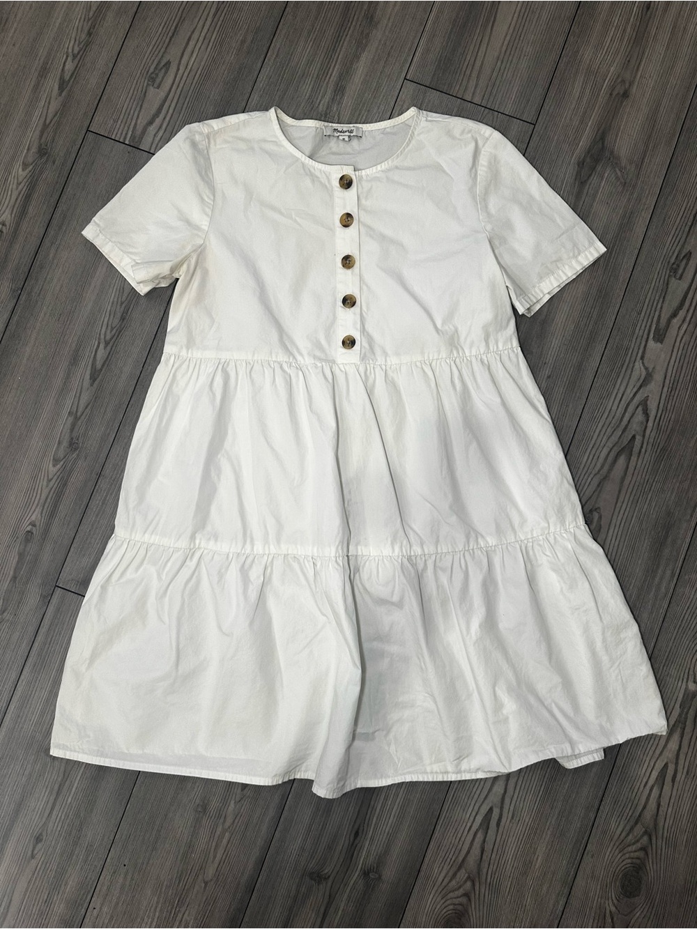 Madewell White Button-Front Mini Dress